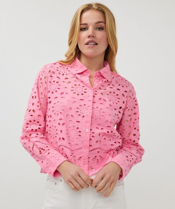 Esqualo blouse broidery anglaise roze - Afbeelding 3