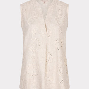 Esqualo blouse embroidery linen light sand