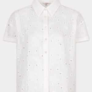 Esqualo blouse short embroidery flower off white